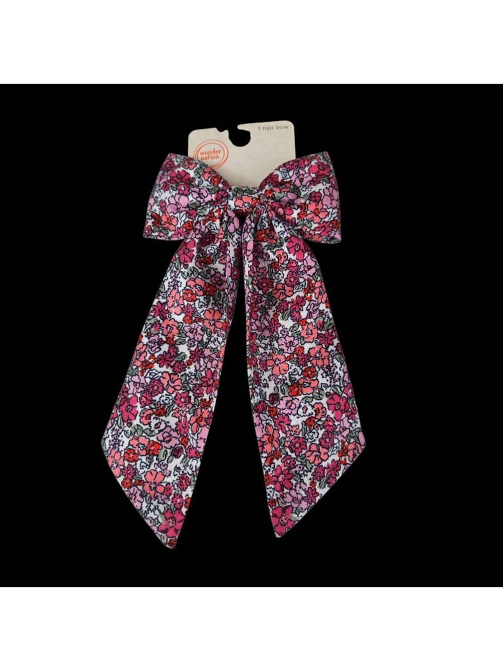 NWT Girls Pink Floral Print Jumbo 5 Inch Bow Barrette Hair Clip